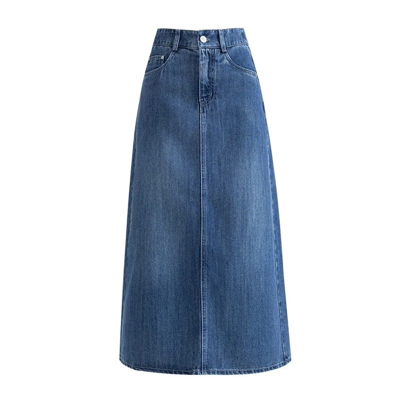 Gonna a metà corpo in denim di tendenza da strada Donna Primavera ed estate Nuovo temperamento Mezze gonne a trapezio casual a vita alta di media lunghezza