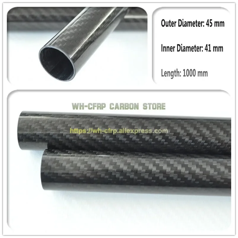 

45mm ODx 41mm ID Carbon Fiber Tube 3k 1000MM Long (Roll Wrapped) carbon pipe , with 100% full carbon, Japan 3k improve material