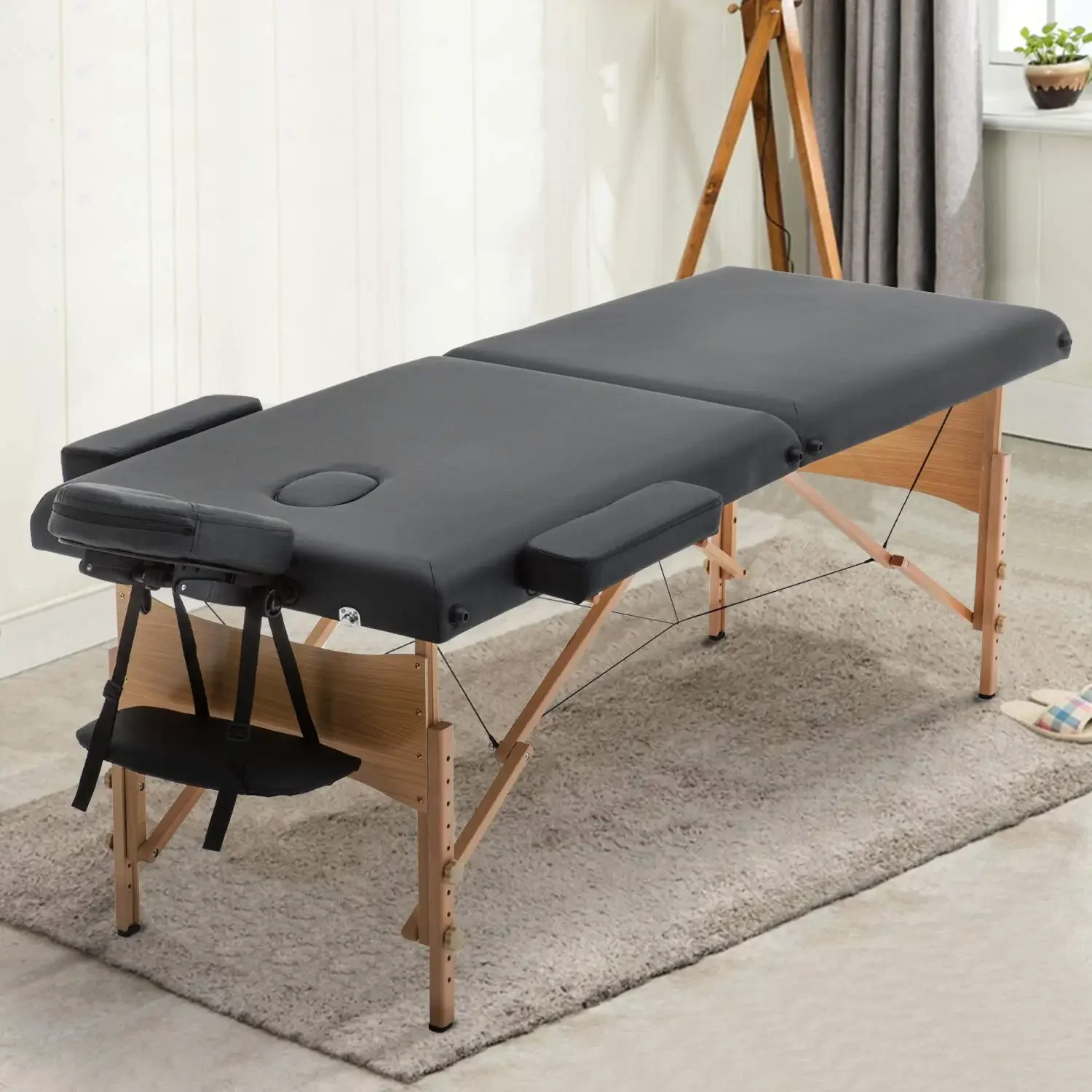 Portable Massage Bed And Massage Table Foldable Salon Furniture With Adjustable Height Made Of Wood Gym Includes Carrying Case