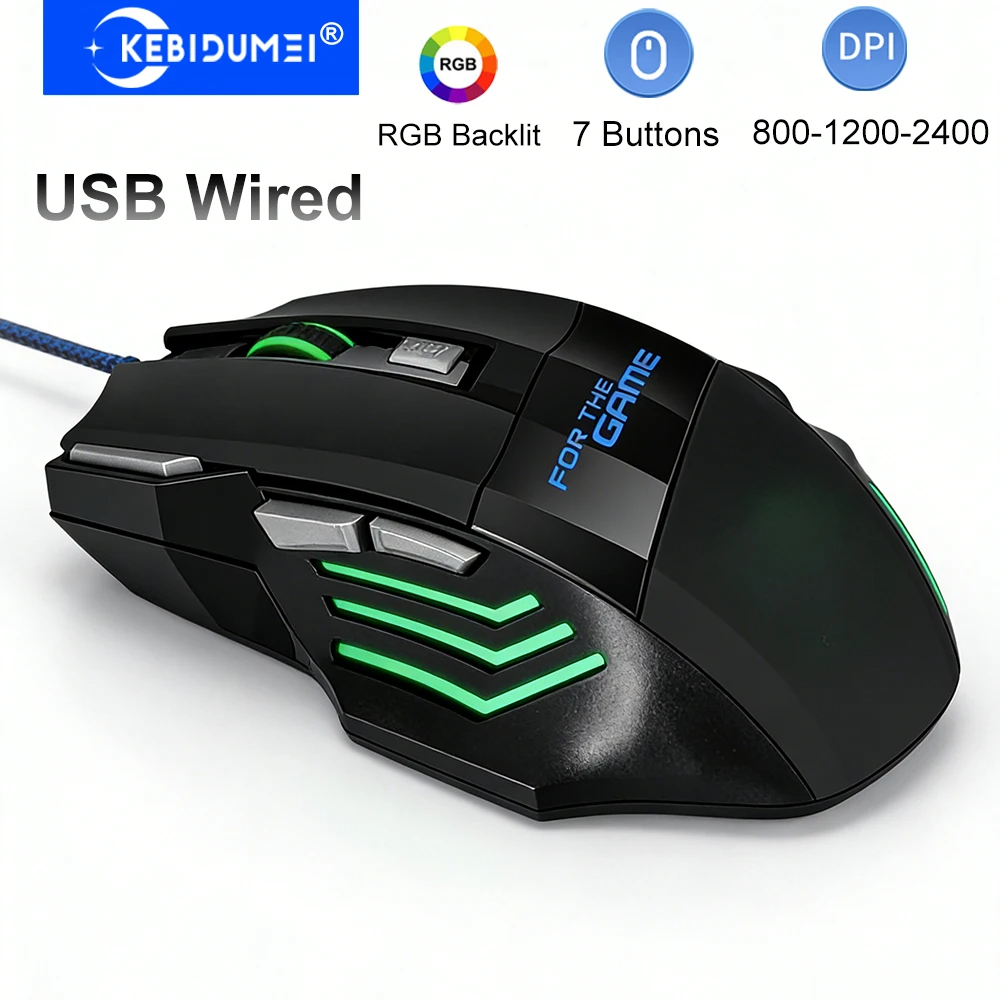 

KEBIDUMEI RGB Wired Mouse 7 Buttons Gaming Mouse Ergonomic Mouse Plug and Play For PC Computer Laptop Android Windows Mac OS