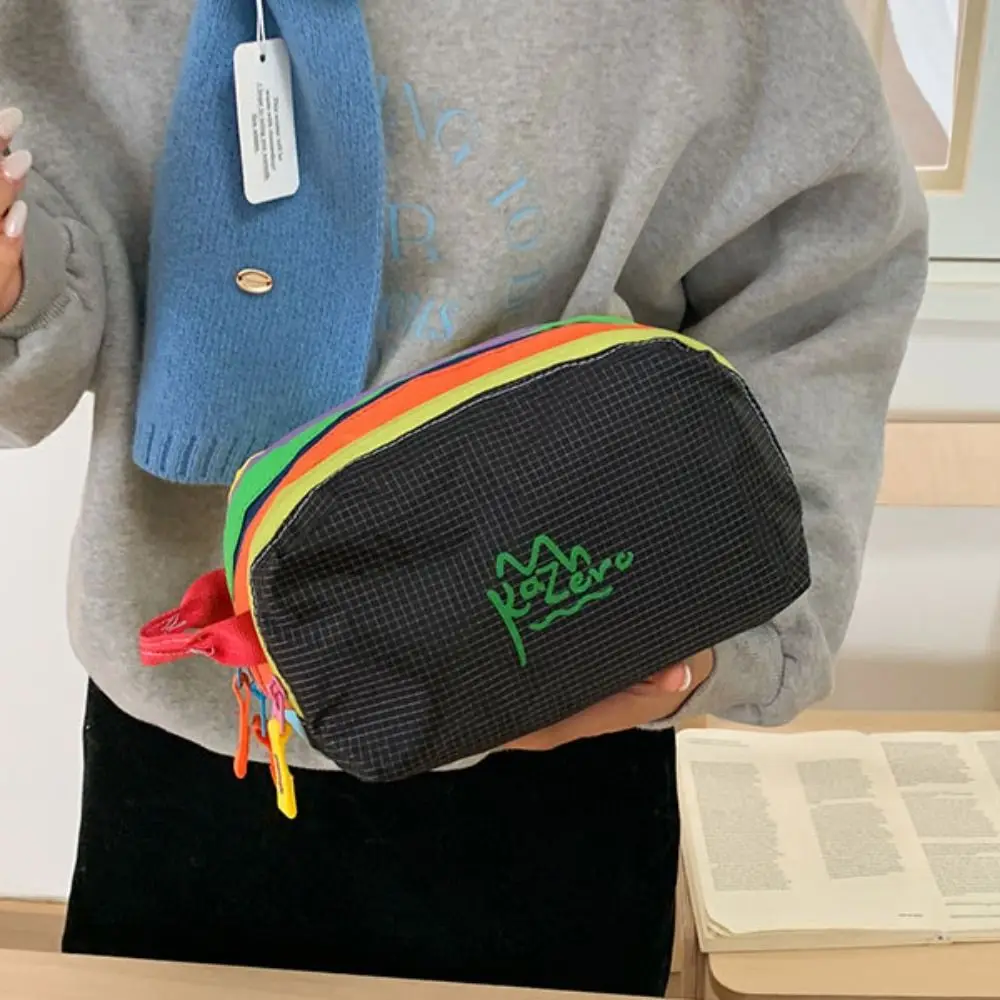 Multifunctional Dopamine Makeup Bag Zipper Coin Purse Nylon Toiletry Bag Multi-Pocket Waterproof Cute Cosmetic Bag Travel