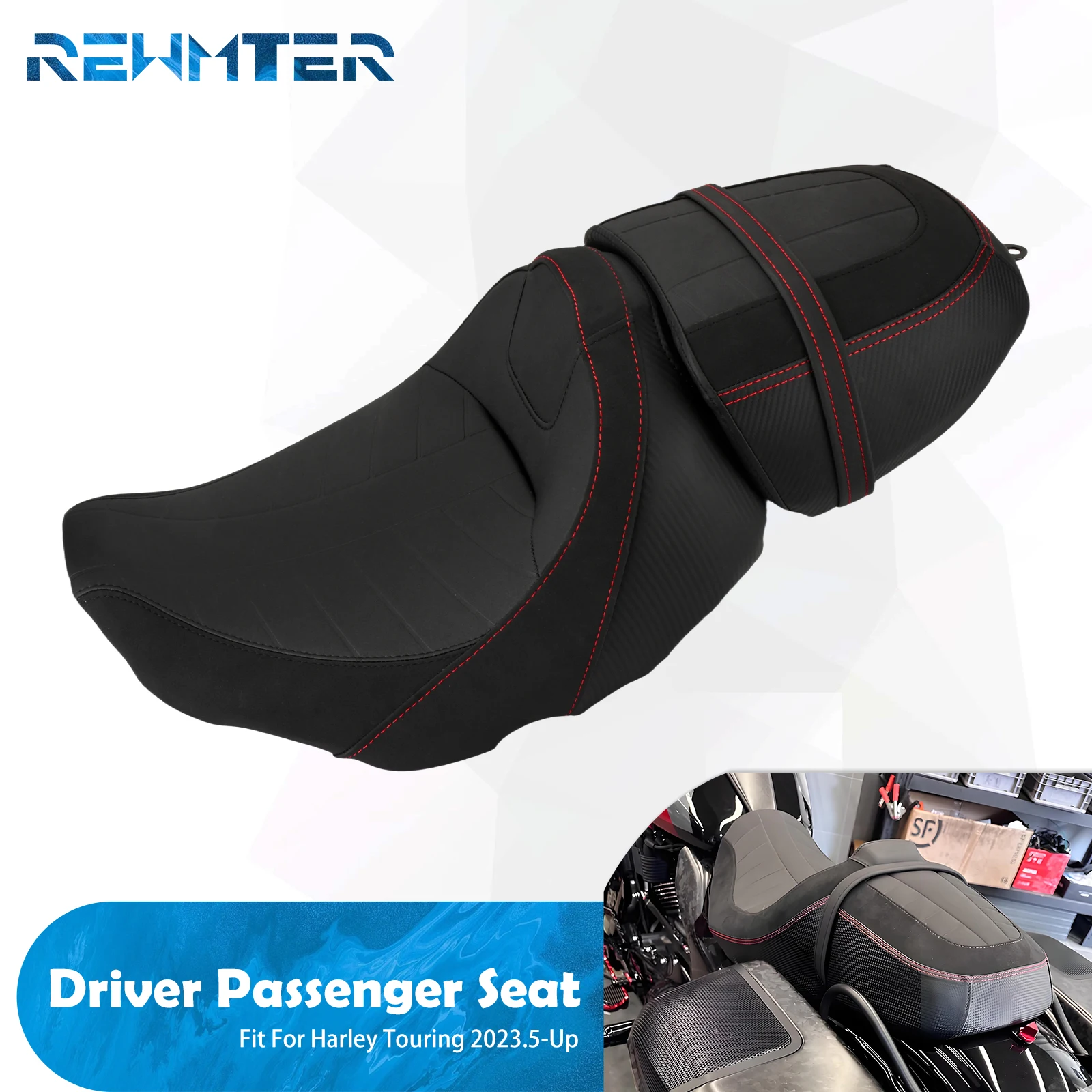 Motorcycle Driver Passenger Seat Two Up Seat Cushion For Harley Touring Street Glide 2023-Up FLHX 2024-Up FLHXU 25-Up FLHXL 2026