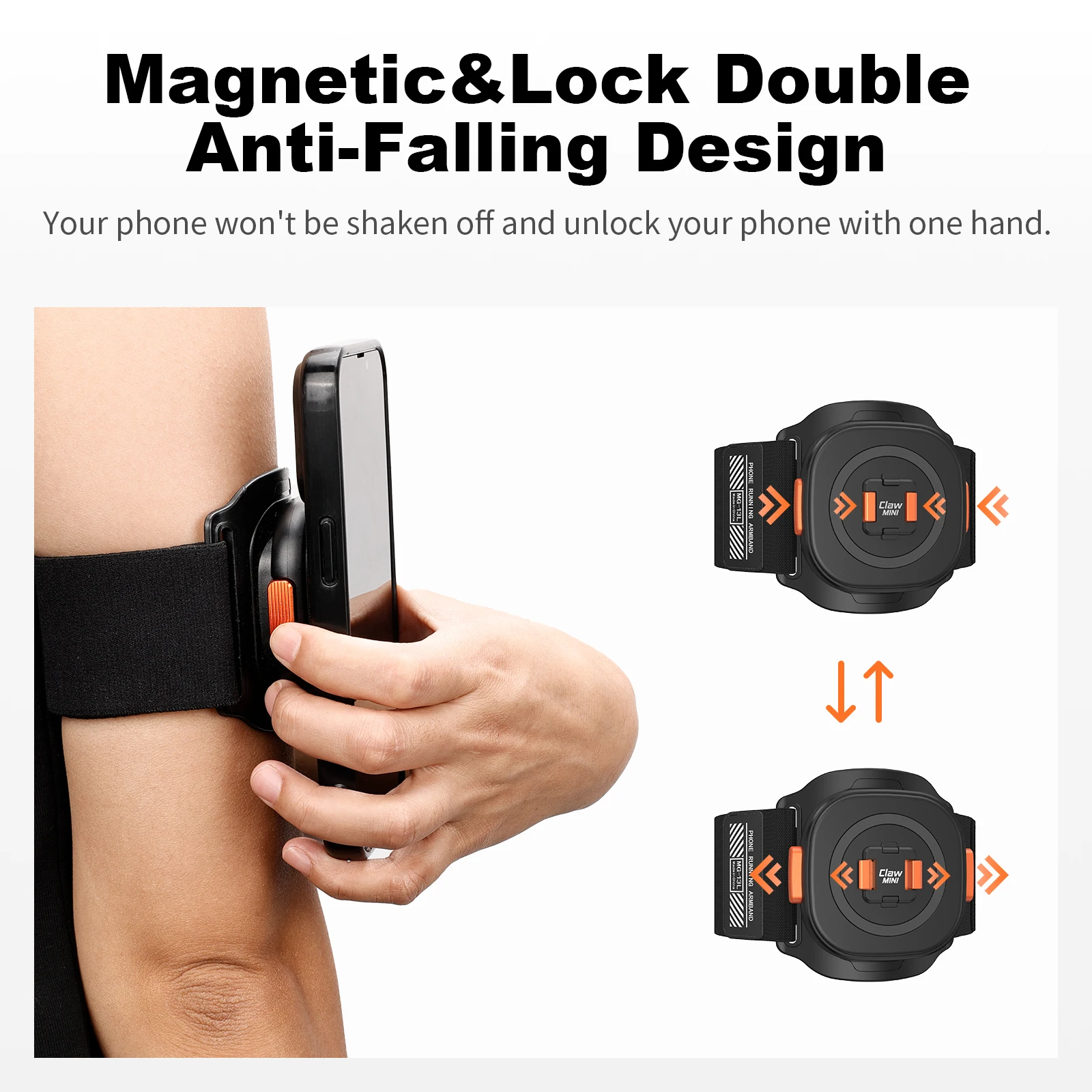 Vrig Claw Mini Magnetic Phone Clip Quick Release Arm Strap Bracket with Magsafe for iPhone 17 16 15 14 13 12 Series Smartphone