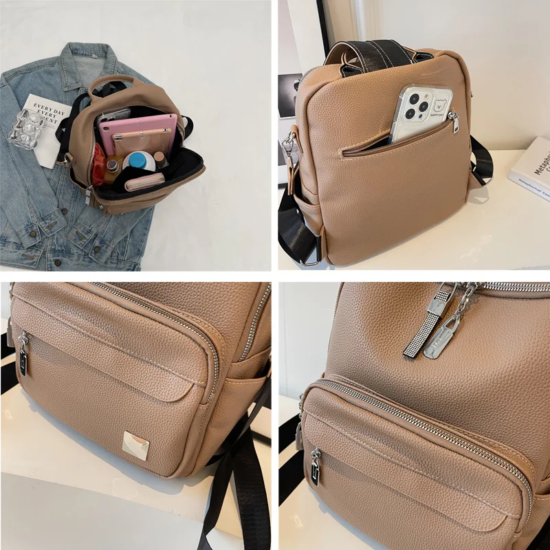 New Luxury Pu Leather Backpack Women Soft Shoulder Bag Ladies Large Capacity Travel Backpacks School Bags Girls Mochila Feminina