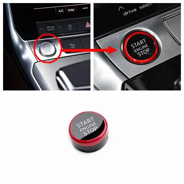 WXZOS Red Start Stop Switch Push Button Cover for Audi 2019-2022 A6 allroad RS6 Avant