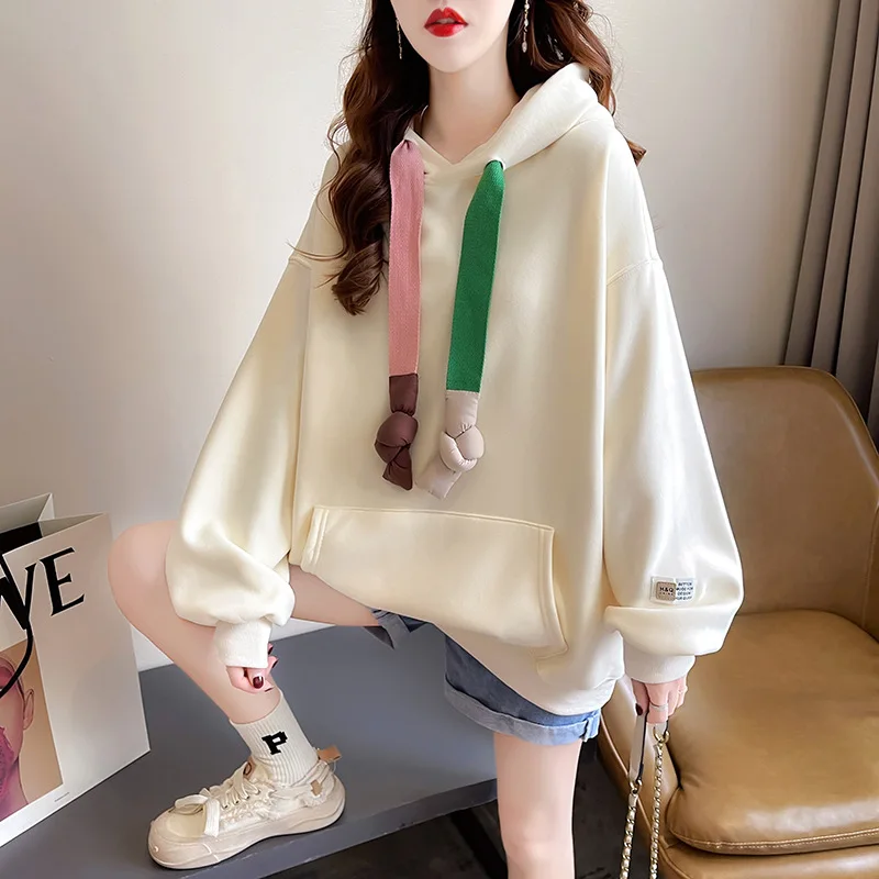 Korean Harajuku Candy Color Cute Kawaii Loose Hoodies Sweatshirts Women Winter Spring Japanese Streetwear Hoodie Y2k Clothes