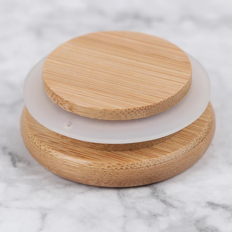 Wooden Jars Lids Silica Gel Circle Seal Up Lids Flower Wood Cover Canister