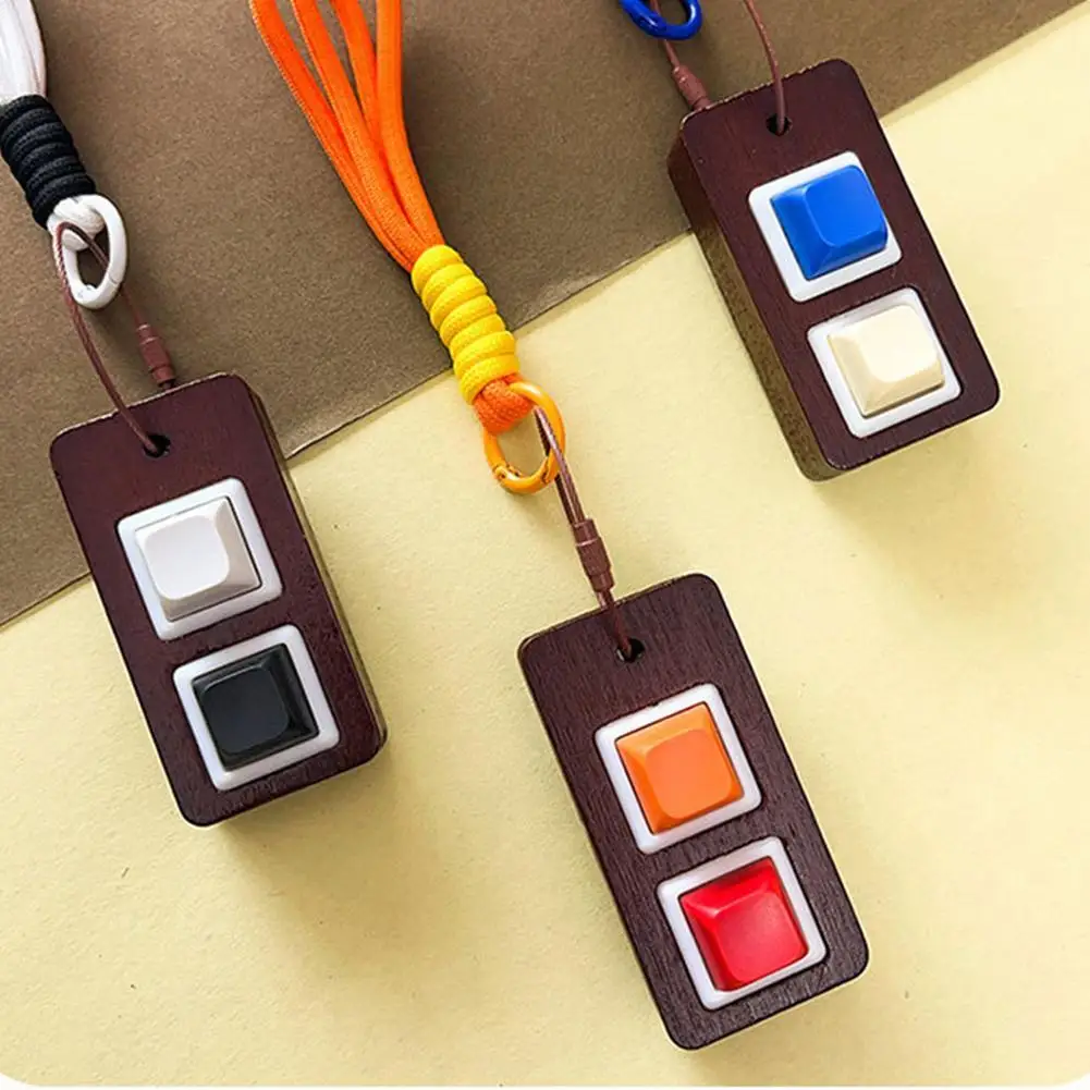 Wooden Keyboard Fidget Toys Stress Relief Mechanical Keycaps Keychain For Kids Adults Gifts Finger Button Anti-stress Toys