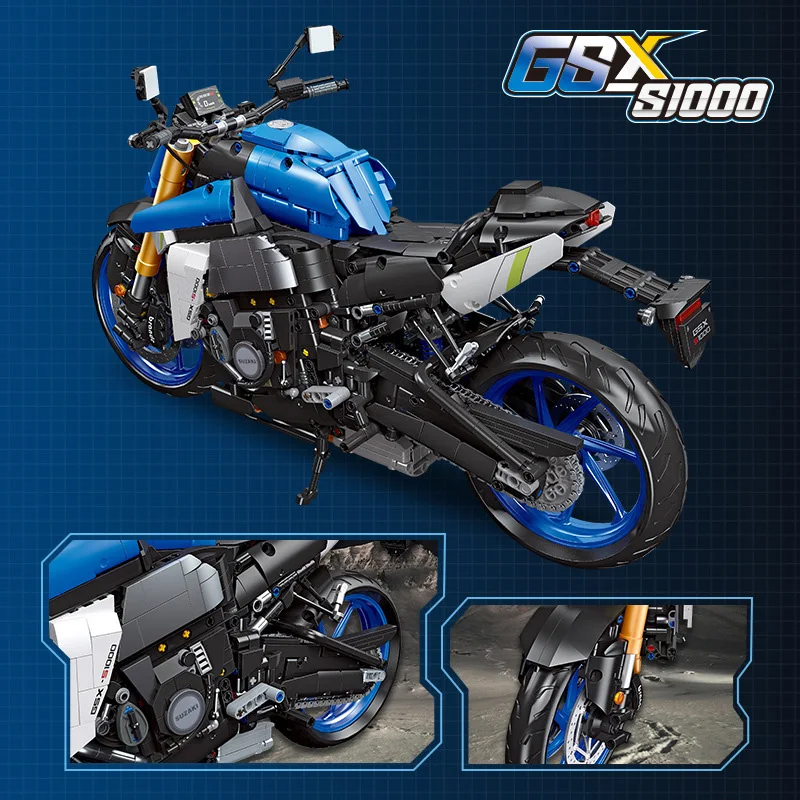 Technique Japon Moteur Moc Nuit De Construction Suzuki Moto GSX-S1000 HighMotorcycle Modèle Briques Jouets Collection Pour Garçons