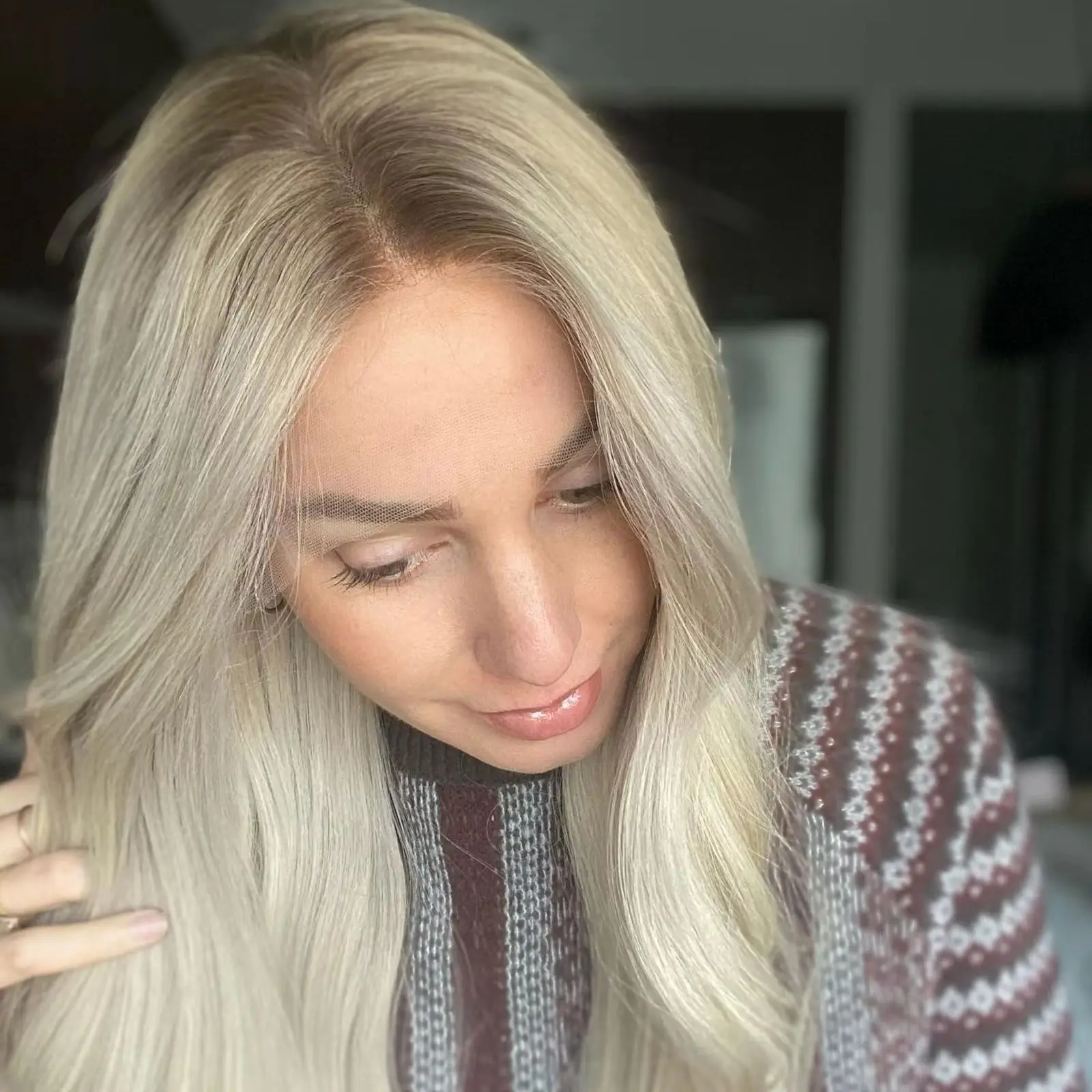 Top Sale Ash Blonde HD Lace Front Wig High Quality Synthetic Wig For Women Small/Large Size Cap Natural Wave Wigs Costume Woman