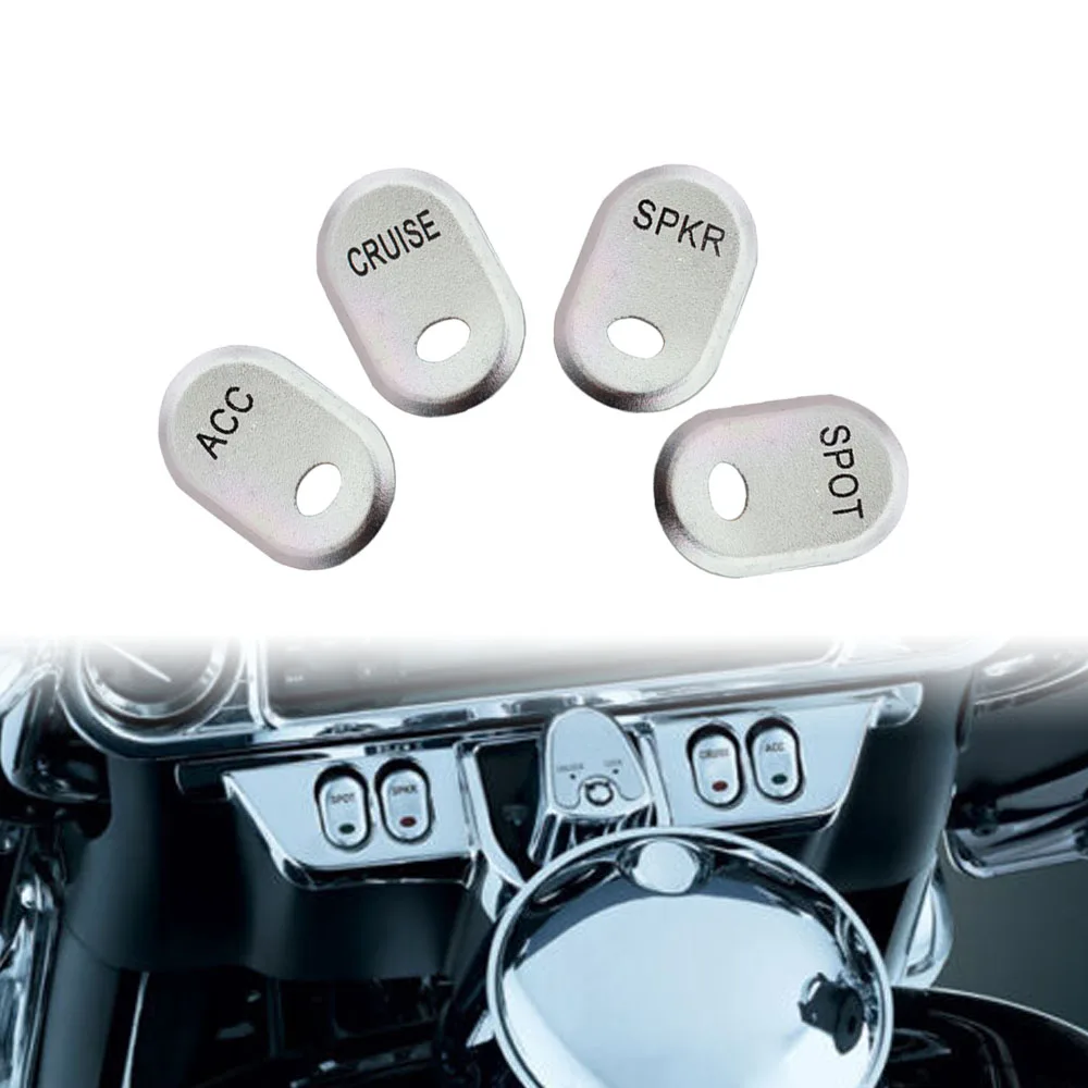 1 Set Button Switch Cover Spot/ Acc/Spkr/Cruise Switch Cover Fits For Harley Davidson Touring 1996-2013 Aluminium Alloy Silver