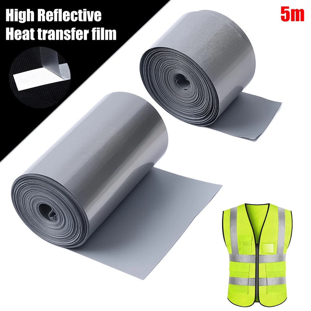 2-5cm Heat Transfer Reflective Tape 5M Reflective Strip Sticker for DIY Clothing Bag Shoes Iron on Safety Clothing Supplies