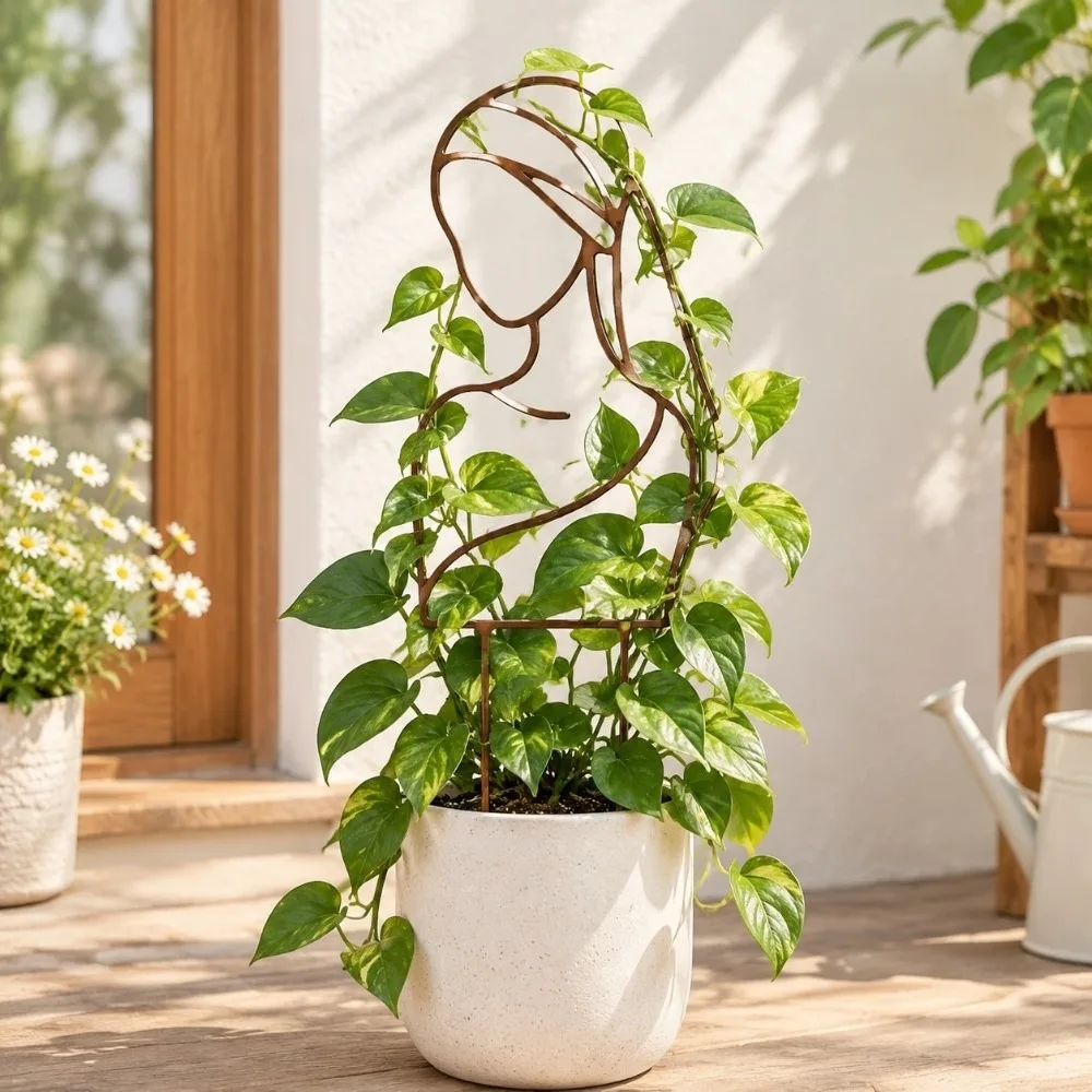 Iron Character Silhouette Plant Stand Strong Load Bearing Hollow Out Plant Climbing Trellis Weather Resistance Plant Fixed Frame