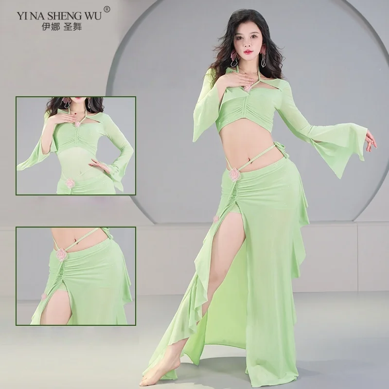 

Оригинальный сексуальный восточный танцевальный костюм, юбка с лепестками феи, наряд для выступлений, костюм для танца живота для похудения, хлопок, полиэстер, женский костюм