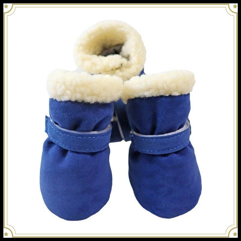 Winter Fleece Lined Dog Cotton Boots Anti Slip Wear Resistant Paw Covers Not Easy To Fall Off for Teddy Small Dogs Outdoor 2