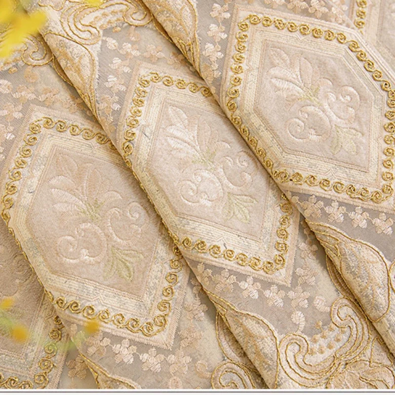 Europäische Chenille-Stickerei, luxuriöse Vorhänge für Wohnzimmer, Schlafzimmer, Fenster, elegantes Set, Volant-Verdunkelungsvorhänge, individuell anpassbar – Detail 8