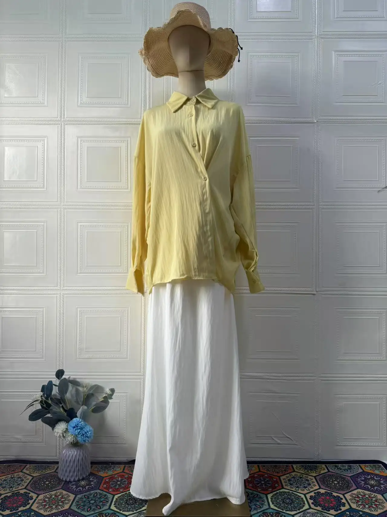 Muslim Skirt Suit Women 2 Piece Set Shirt Top Long Skirts Single Breasted Morocco Dubai Ensemble Arabic Casual Outfits Ramadan