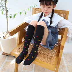 Spring Autumn infant baby Girls Cotton socks color Love Smile Fashion over keen high socks Kids Children embroidery Calf Socks