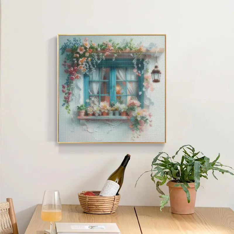 GATYZTORY Diamond Embroidery Landscape Window Kit Full Flower Mosaic Painting Rhinestone Pictures Wall Decorative For Home