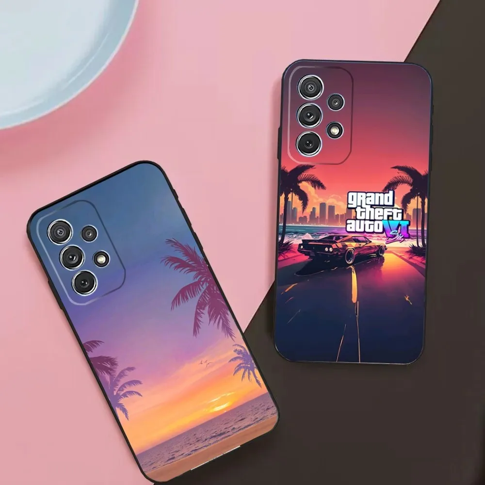 Game G-GTA 6 Vice City Phone Case For Samsung Galaxy A13,A21s,A22,A31,A32,A52,A53,A71,A80,A91 Soft Black Phone Cover