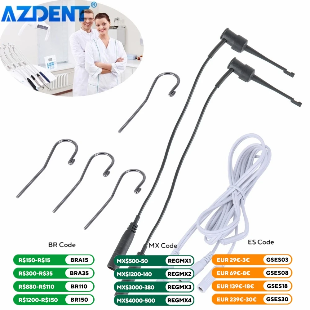 AZDENT Dental Apex Locator Test Wire Endo Treatment Measuring Accessories Measuring Line and 4pcs Lip Hooks