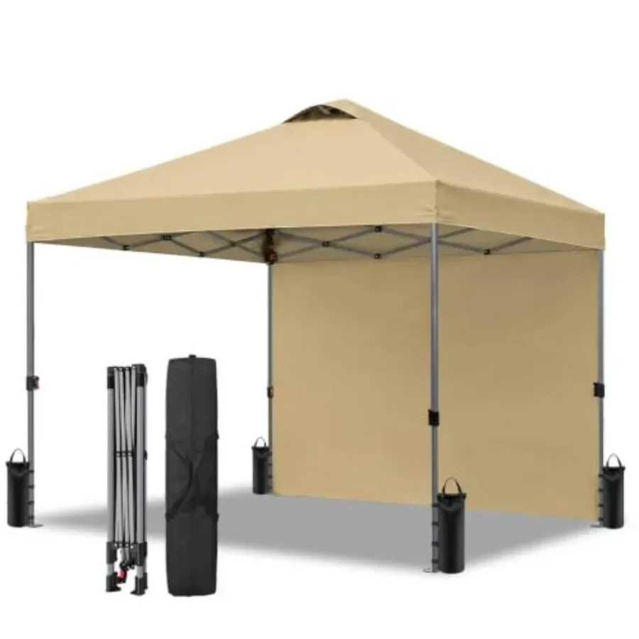 10x10 Heavy-Duty Pop Up Canopy Tent, Khaki