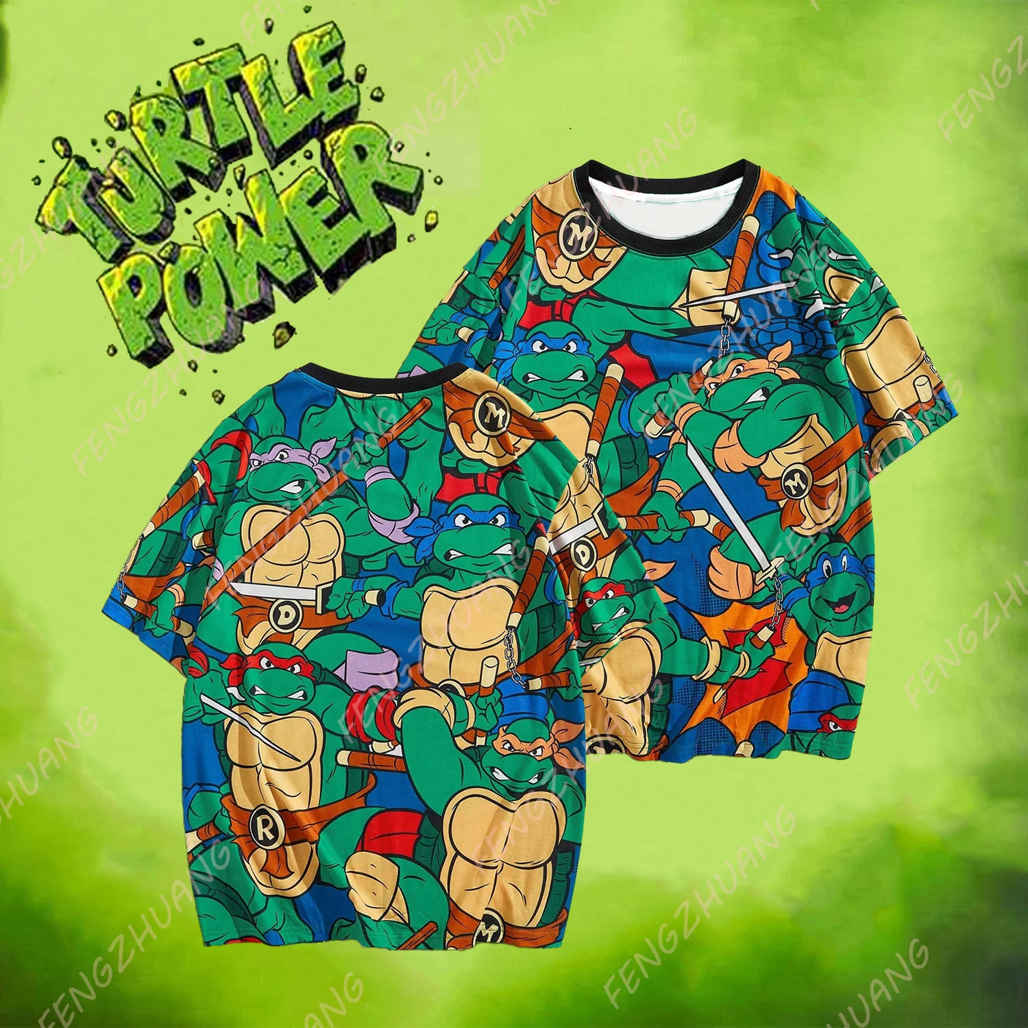 Camiseta con estampado animado para adolescentes Mutant NinJA Turtles X SHEIN, camisetas Unisex de verano, gran oferta, camisetas informales caprichosas