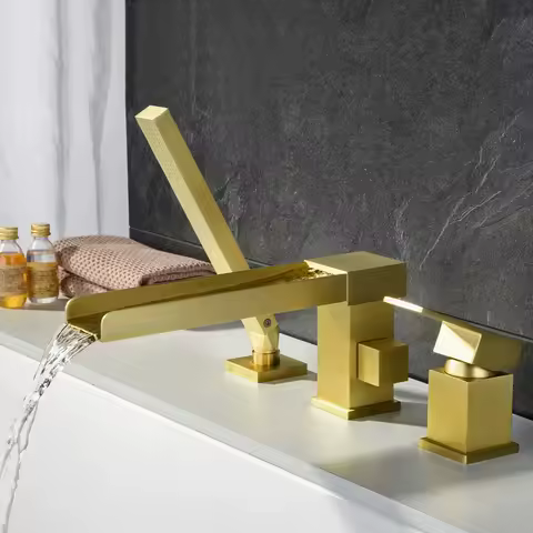 Bathtub Faucet Bath Tub Cold And Hot Mixer Deck Mounted Tub Split Body Black Bathroom Brass Faucets Mixer Tap