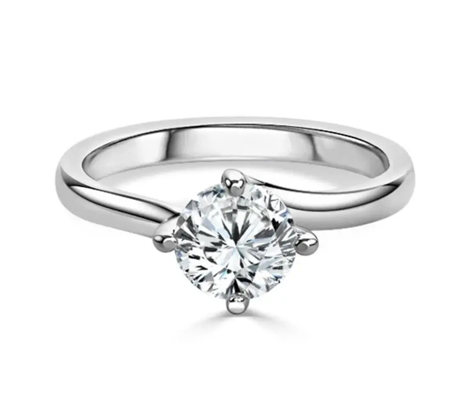 Engagement Diamond Ring Round 1 Carat IGI Lab Grown 14K White Gold CVD HPHT Diamond DEF VS-VVS