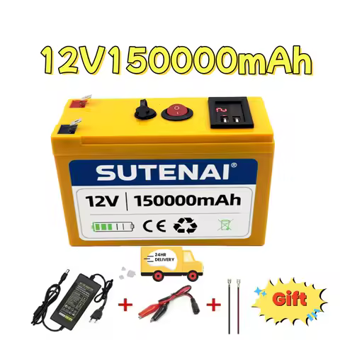 12V Battery 150Ah 18650 lithium battery pack Rechargeable battery for solar energy electric vehicle battery+12.6v3A charger
