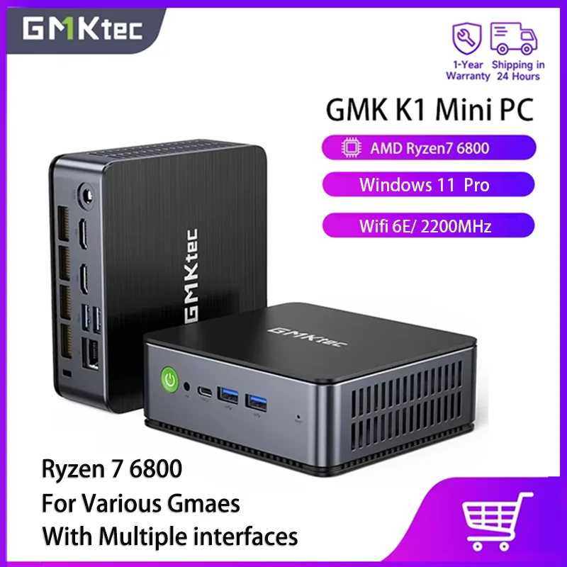 GMKtec NucBox K1 AMD Ryzen 7 6800H بدون ذاكرة وصول عشوائي/SSD كمبيوتر صغير NVMe(PCIe3.0 M.2) نافذة 11 Pro WiFi6E BT5.2 كمبيوتر صغير USB3.2 للعبة