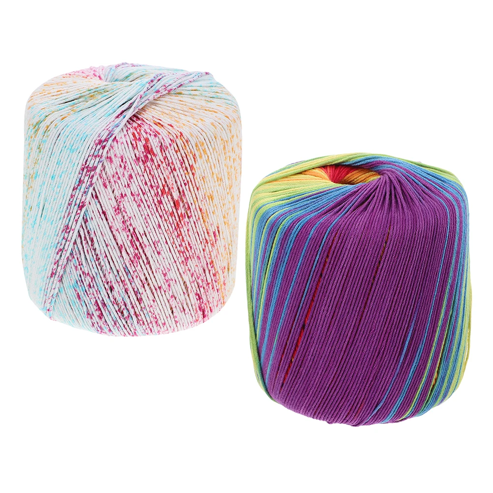 

2pcs Cotton Yarn for Knitting Multicolor Crochet Thread Soft Washable DIY Projects Accessories Handmade Gifts Vibrant Colors