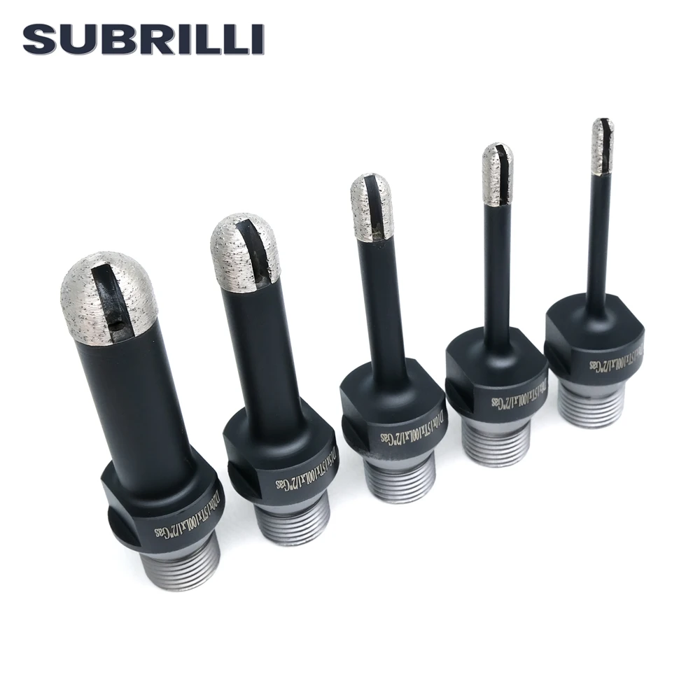 SUBRILLI 6/8/10/12/15/20mm 1/2gas Thread Diamond Finger Bit Milling Cutter Drill Bit For Ceramic Tile Granite Marble 1piece