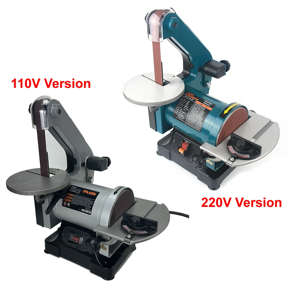 300W Household Belt Polishing Grinding Sanding Machine 125mm Sand Disc Woodworking Desktop Sander Grinder Polisher 25.4*762mm