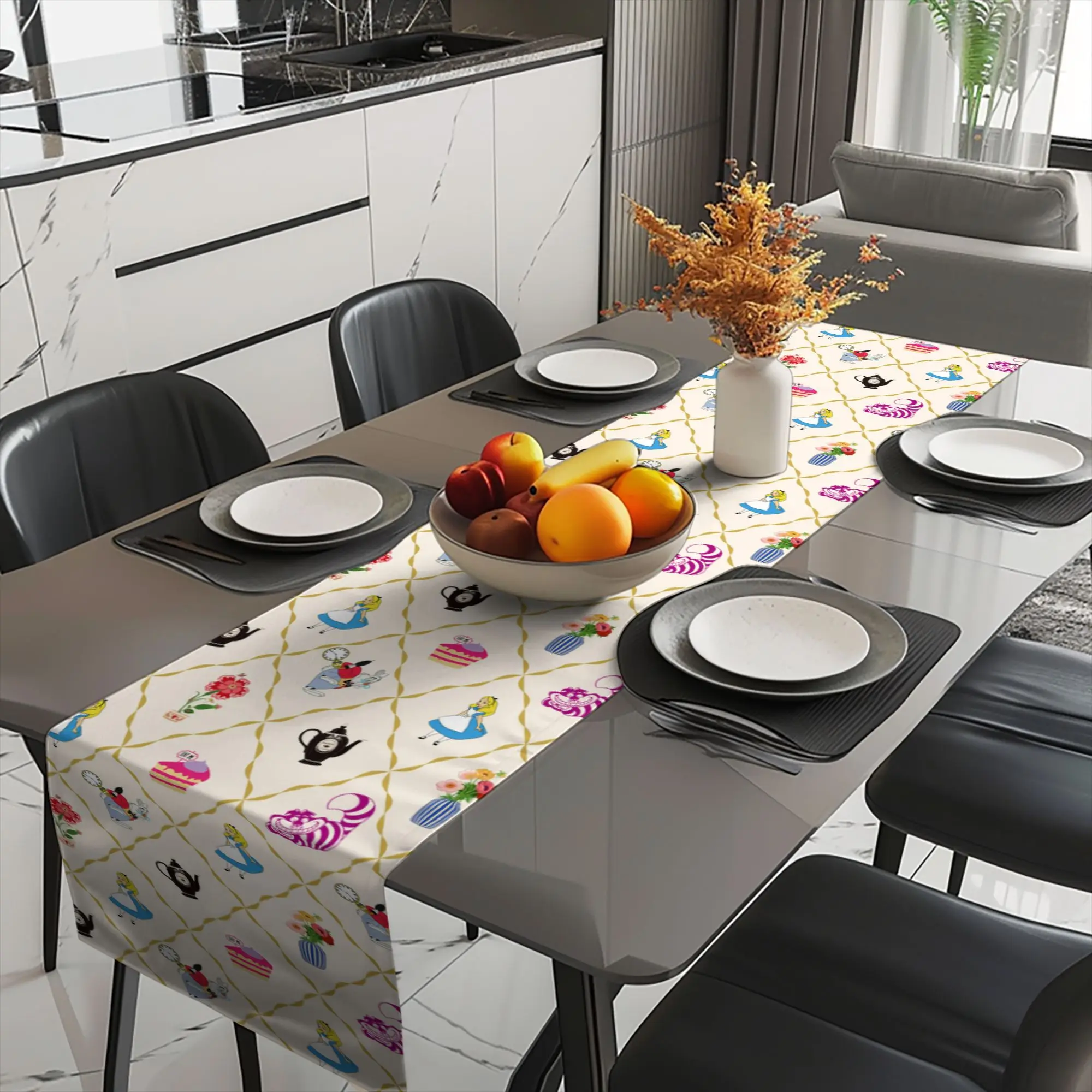 قطعة واحدة من مفرش طاولة حفلات الشاي من Disney Alice in Wonderland - ديكور طاولة بطابع Alice and the Mad Hatter - مثالي لديكور المطبخ الموسمي