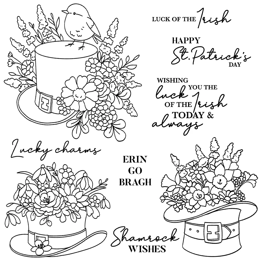 Mangocraft St. Patrick's Day Hats Flowers Clear Stamp DIY Scrapbooking Supplies Silicone Stamp