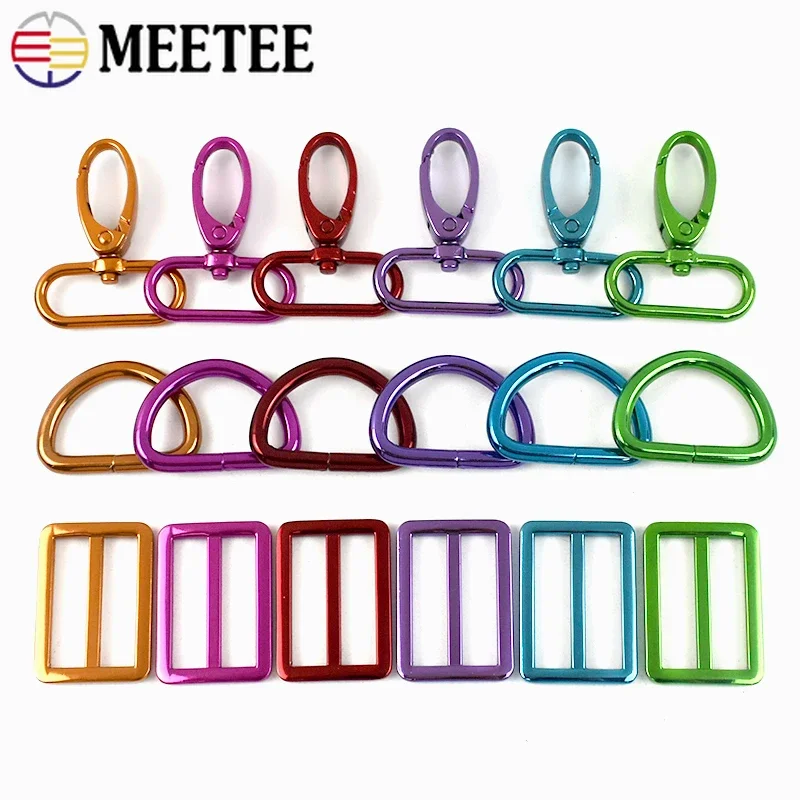 2/3Sets 20-38mm Metal Bag Buckle Dog Strap D Ring Swivel Lobster Clasp Pet Collar Tri-glide Slide Hook DIY Hardware Accessories
