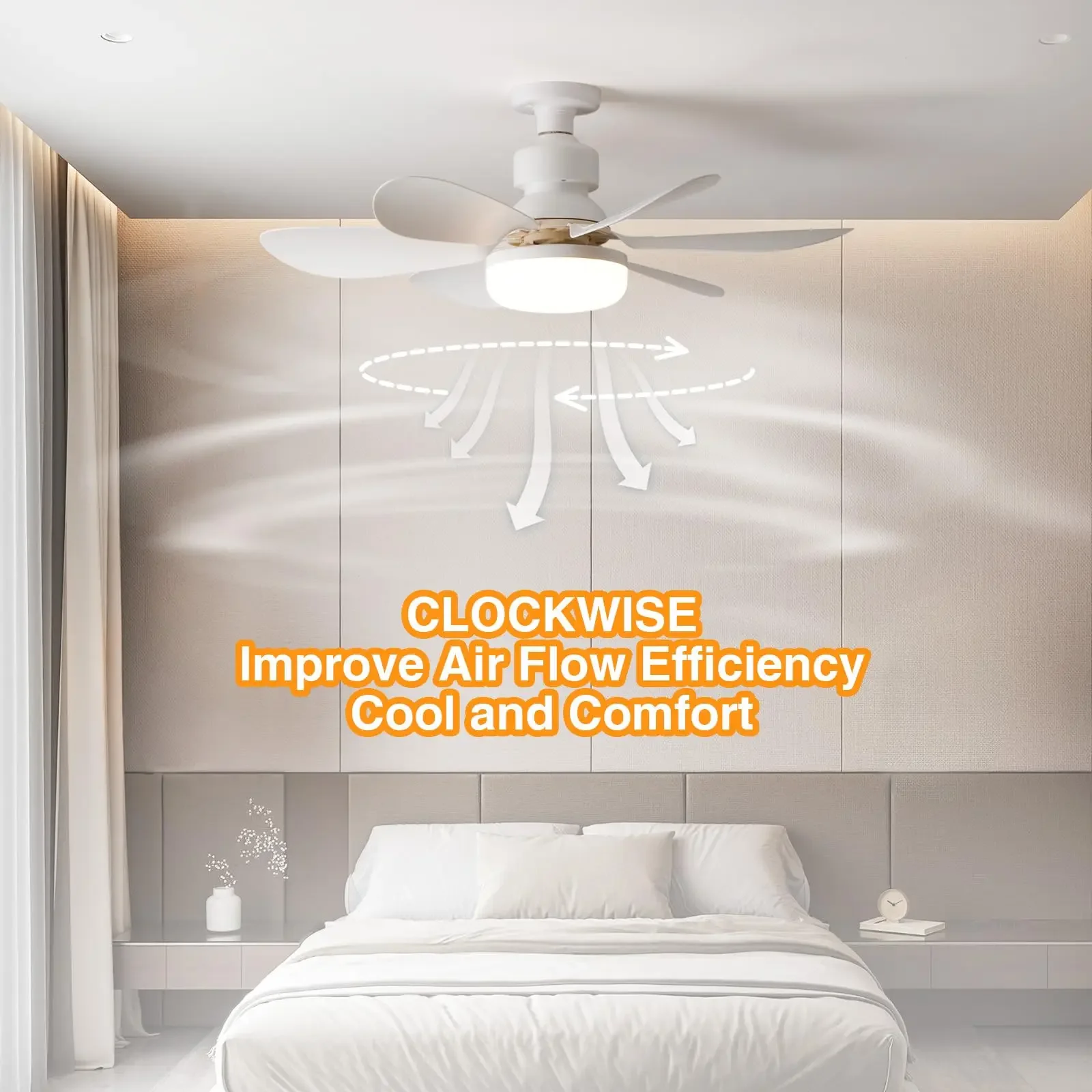 Decken ventilatoren für Schlafzimmer Wohnzimmer Decken ventilatoren mit Fernbedienung und Licht LED Lampe Lüfter E27 Konverter Basis Smart Silent