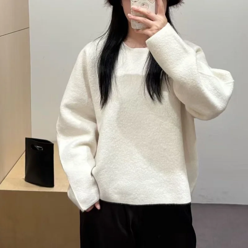 

Stand Fit round Ne Wool Sweater Khaki Color New Autumn Arrival Comfortable Soft Knitted Long Sve Girls Faion