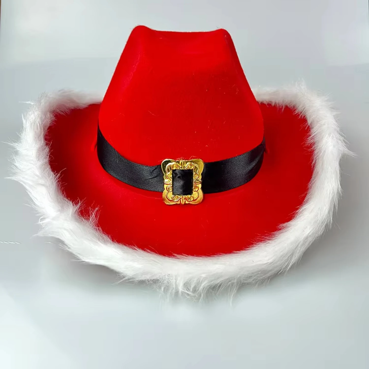 

2pcs Red Feather Cosplay Costume Xmas Christmas Cowboy Hat for Christmas Party Supplies With Led Lights Adults