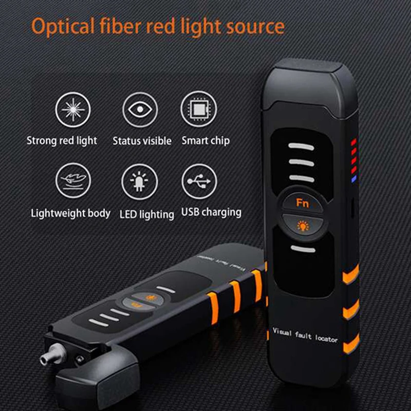 Fiber Optic Tester Pen VFL 10MW Chargeable Optical Fiber Optic Laser Red Light Pen Visual Fault Locator