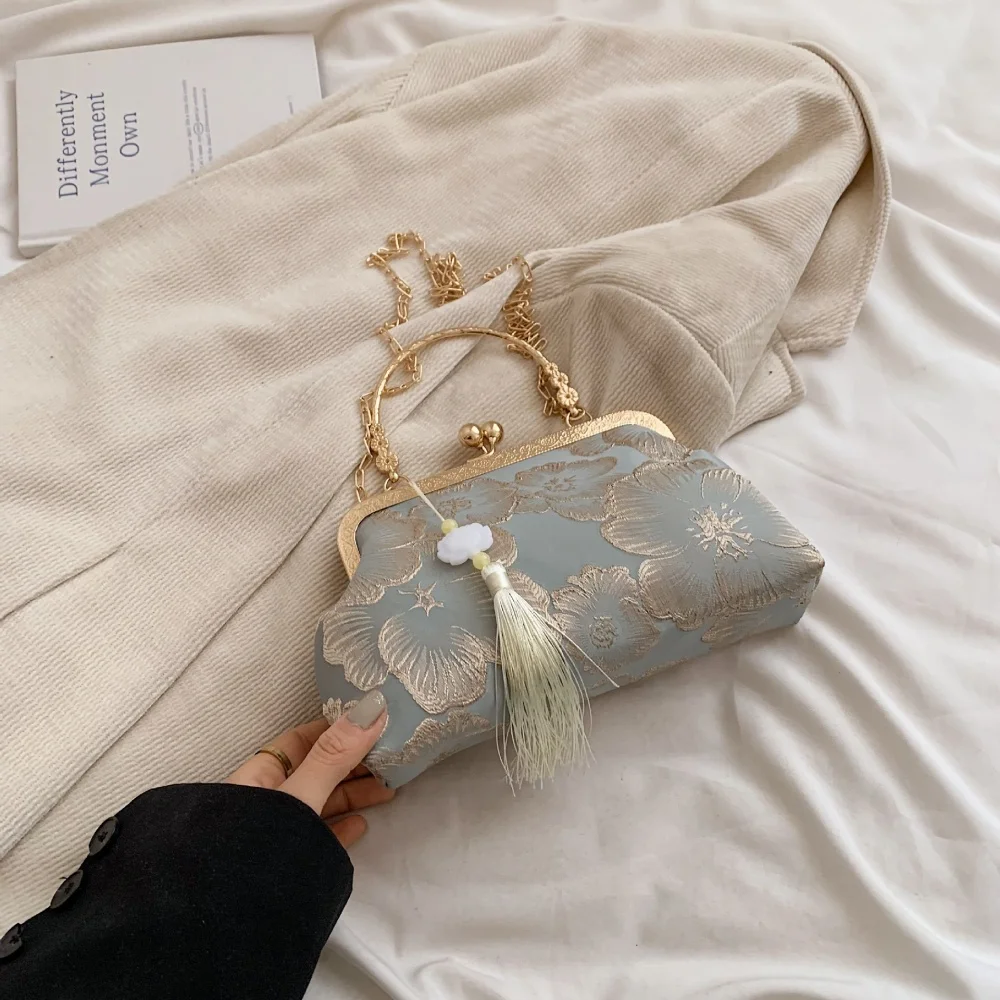 

Chinese Style Embroidered Shoulder Bag Elegant Handbag Retro Small Square Messenger Bag Party Coin Purse Money Pouch Wallet