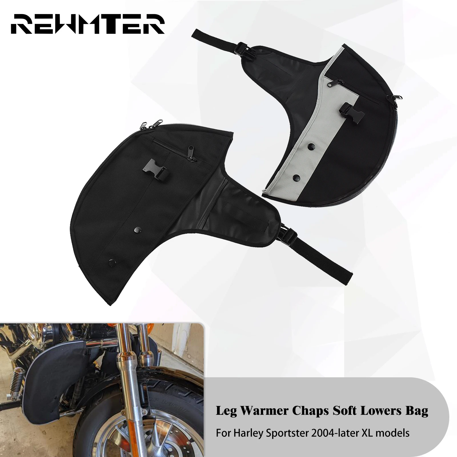 Motocykl obniża ruchomy ocieplacz na nogi nylonowe zestawy czarny miękki dla Harley Sportster XL Iron 1200 883 48 Roadster Nightster 04-Up