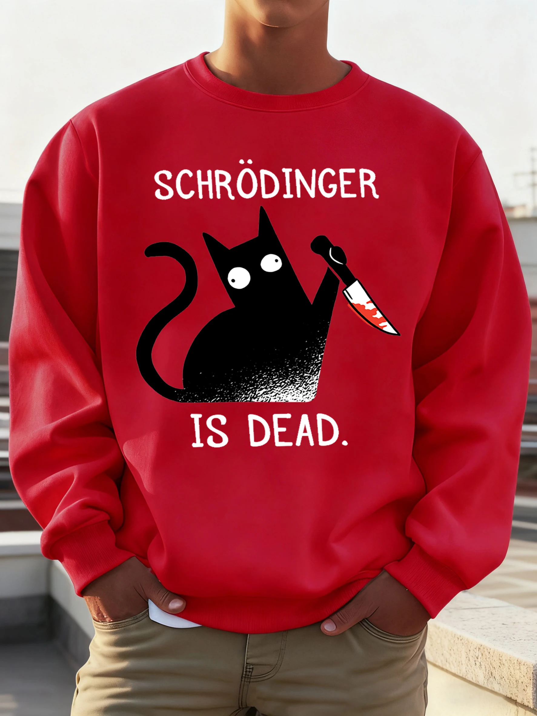 Schrödinger Cat Is Dead Gedrukt Heren Basics Warme Kleding Comfortabel Hip Hop Sweatshirts Casual Mode Hoody Joggen Eenvoudige Tops