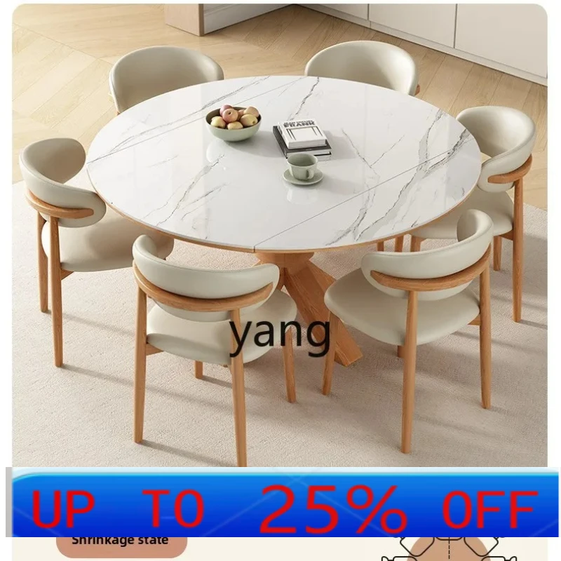 

LH modern simple household retractable log color ash wood square becomes round dining table