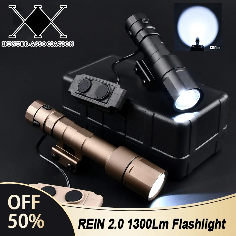 

REIN 2.0 Tactical Metal 1300Lumen Powerful Flashlight Mini Handheld Fit 20mm Rail Hunting Airsoft Weapon Scout Outdoor Light