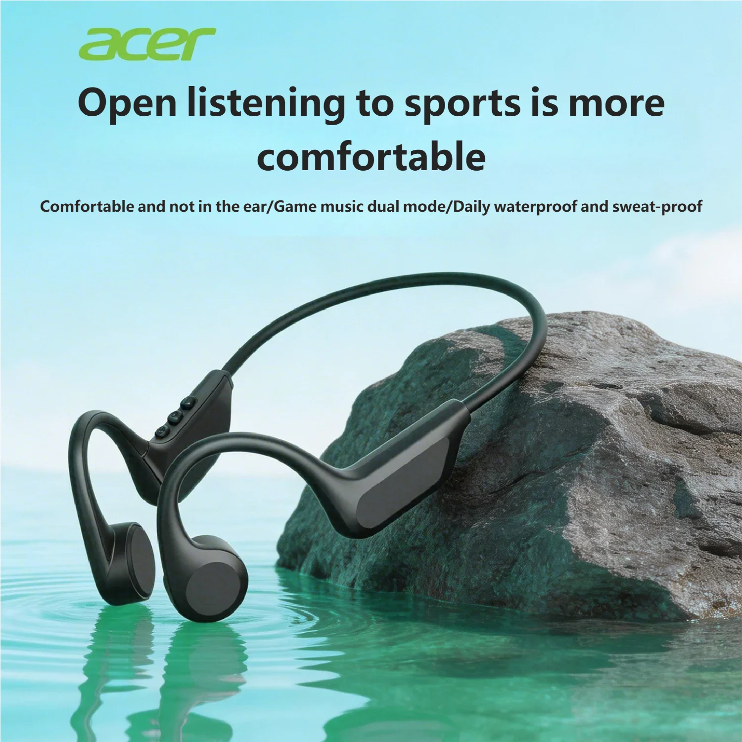 Original Acer OHR709 Knochenleitungs-Kopfhörer Bluetooth 5.4 Kabelloses Headset Wasserdichte Ohrbügel-Sportkopfhörer mit Mikrofon