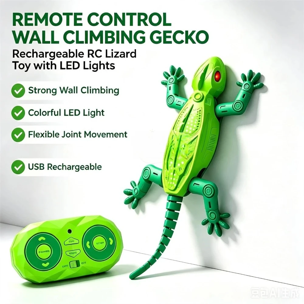 Gecko Rush Cat Toy that Climbs the Wall, Wall Climbing Lizard Toy for Cats, Wall Climbing Gecko, Remote Control Lizard Cat Toy