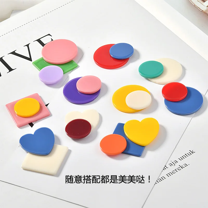 Circular South Korea Fruta Color Ya Ke Li Pian DIY Handmade Hairclip Jewelry Earrings Accessories Material 10 Pcs