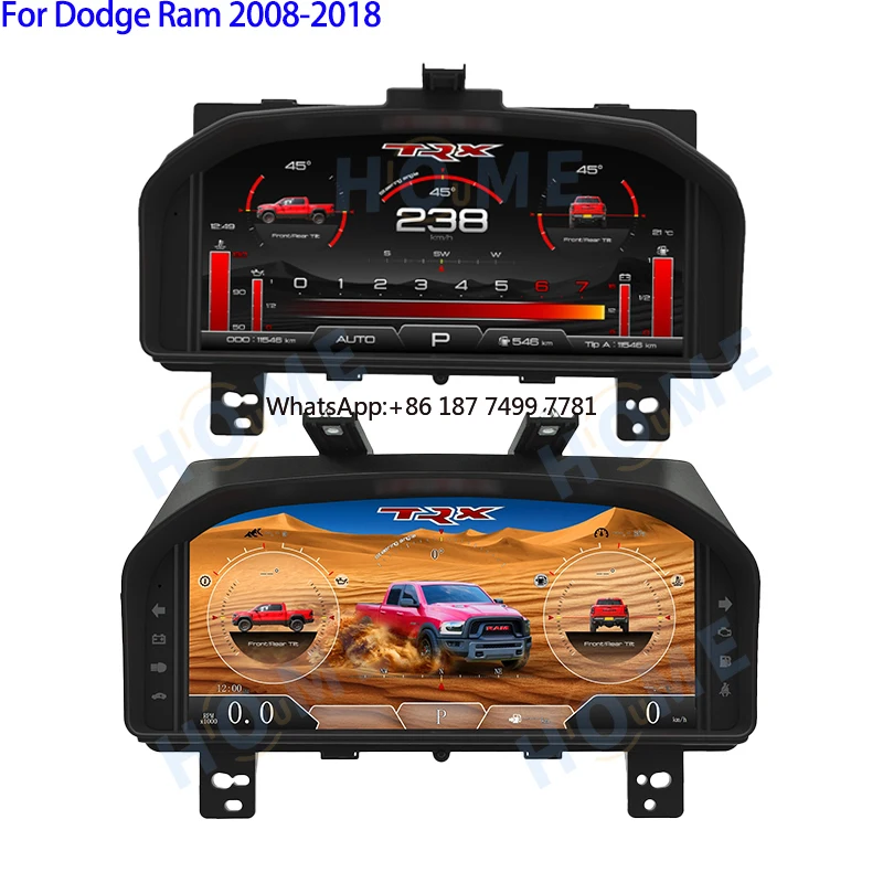 

12.3" Car LCD Digital Gauge Cluster Linux for Dodge Ram 1500 2500 3500 2008-2018 Instrument Panel Dashboard Speedometer Display